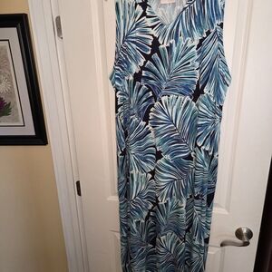 Belle by Kim Gravel Palm Leaf Maxidress SZ XL **TALL ** Preloved